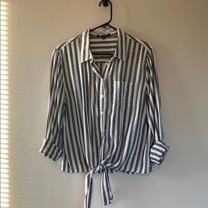 Striped ButtonUp Tie Shirt